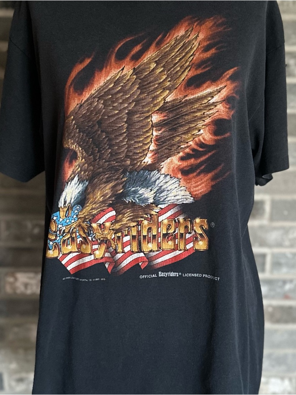 Vintage 1993 3D Emblem Easyriders Eagle Flame T Shirt USA Single Stitch Large